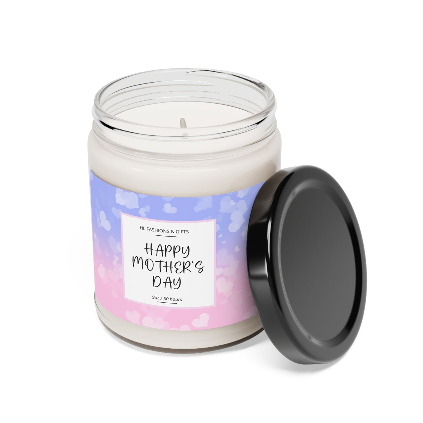 Happy Mother's Day Soy Candle - Pink and Blue Hearts