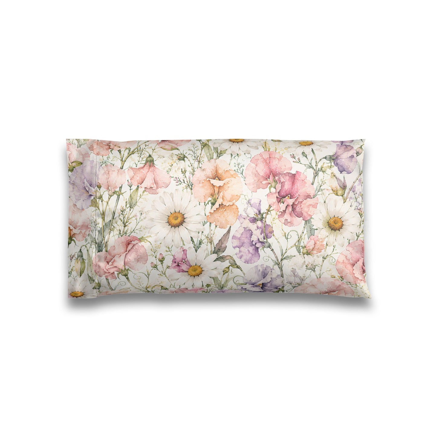 Floral Satin Pillowcase – Watercolor Wildflower Sleep Pillowcase