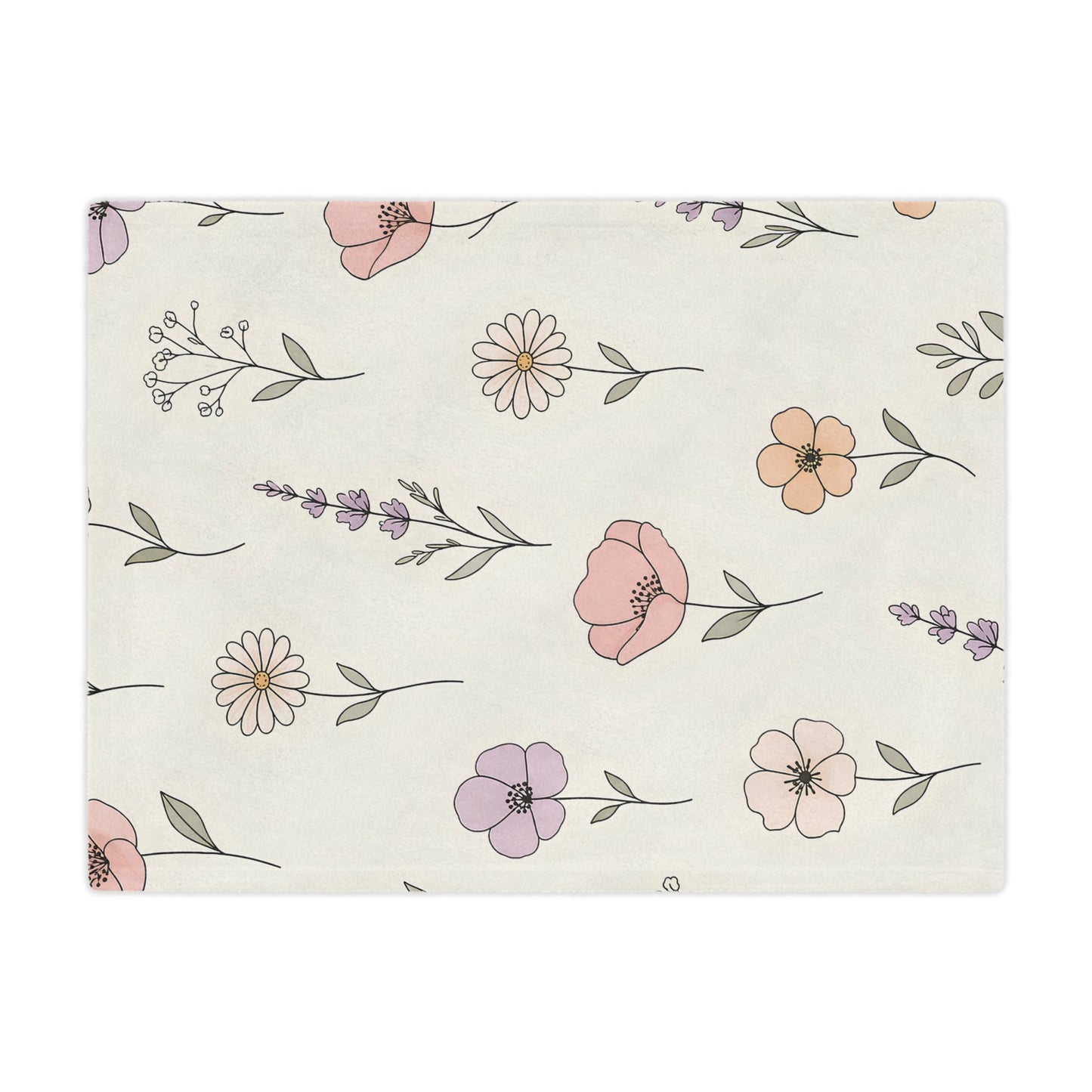 Floral Meadow Minky Blanket – Soft Pastel Wildflower Throw