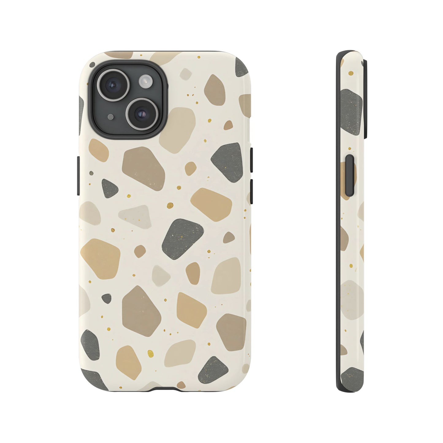 Neutral Terrazzo Pattern iPhone Case – Earthy Stone-Inspired Protective Cover