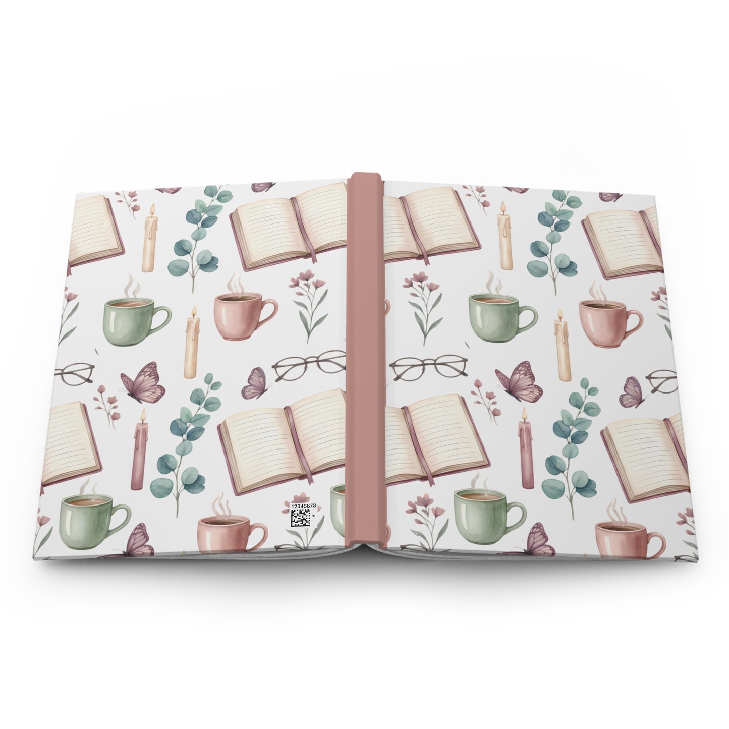 Hardcover Journal — Cozy Reading & Tea Pattern Notebook