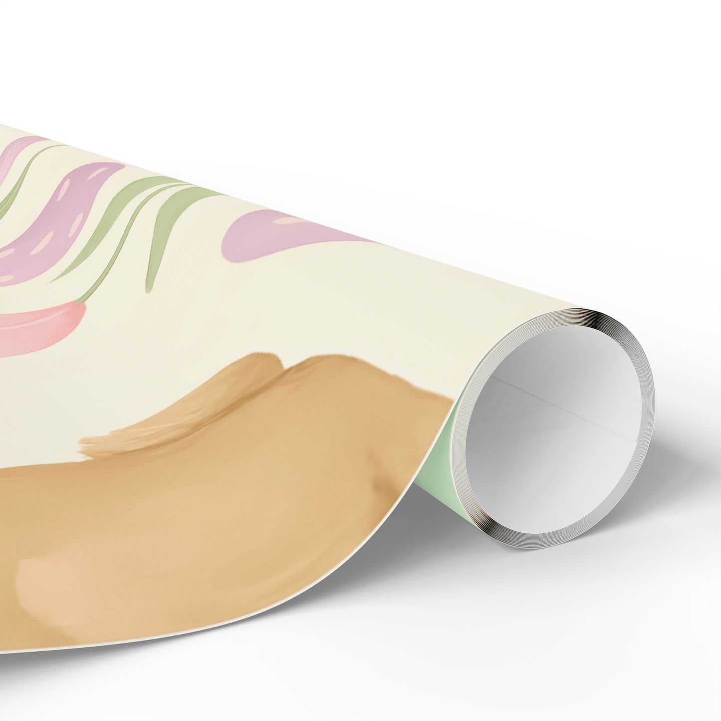 Pastel Easter Wrapping Paper – Bunnies, Eggs, Tulips & Butterflies on Cream Background
