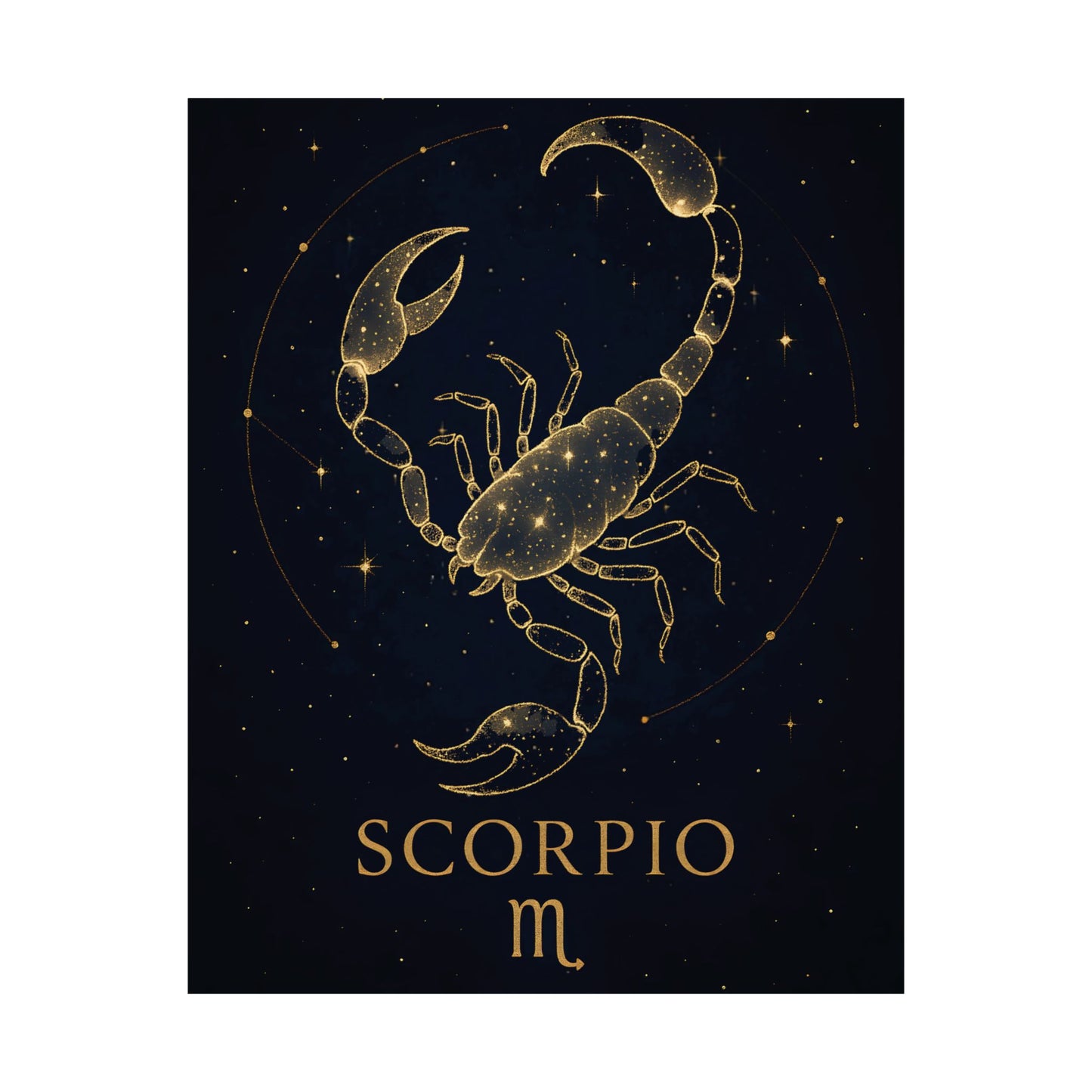 Scorpio Zodiac Constellation Matte Poster – Golden Scorpion Astrology Wall Art Print (Multiple Sizes)
