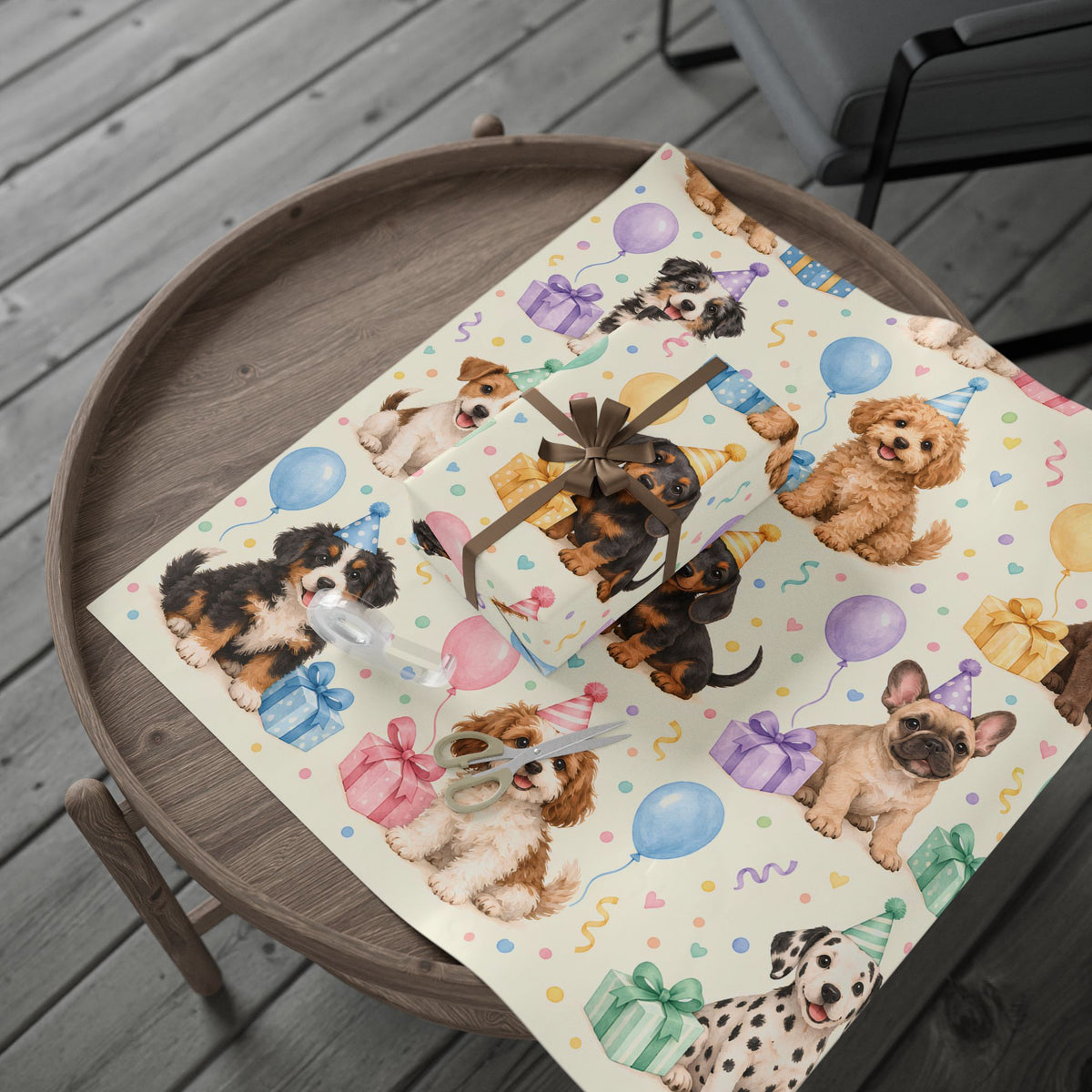 Dog Birthday Wrapping Paper — Cute Puppy Party Gift Wrap