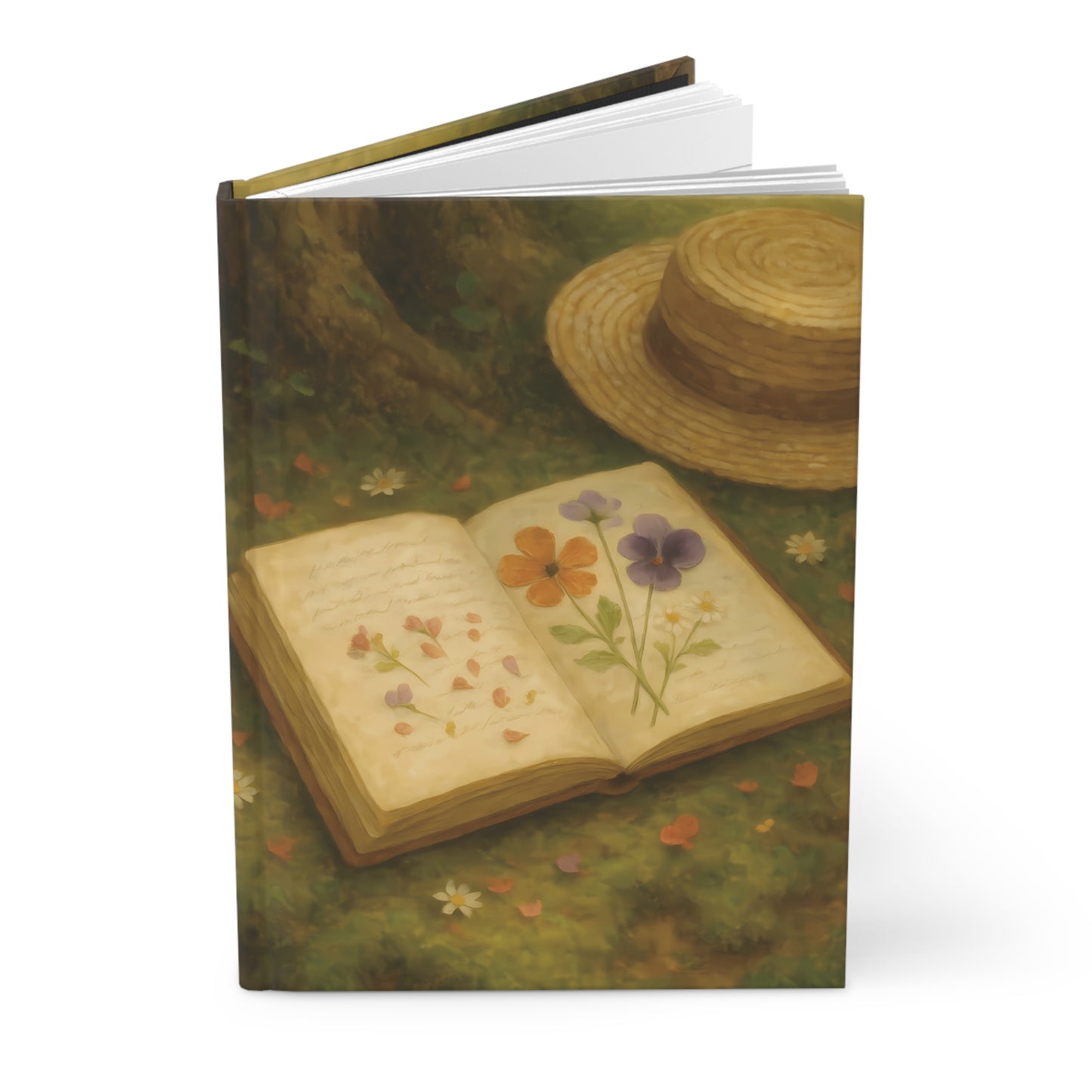 Pressed Petals & Daydreams – Hardcover Journal with Floral Book Illustration