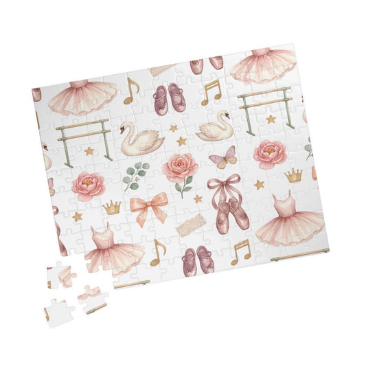 Ballet Dreams Jigsaw Puzzle — Pink Tutus, Ballet Shoes & Swan Pattern (110–252 pcs)