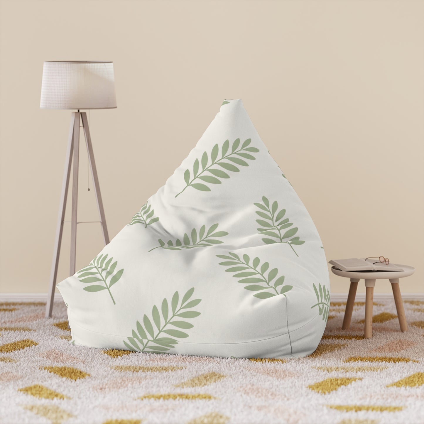 Leaf Pattern Bean Bag Cover — Green Botanical Nursery Decor