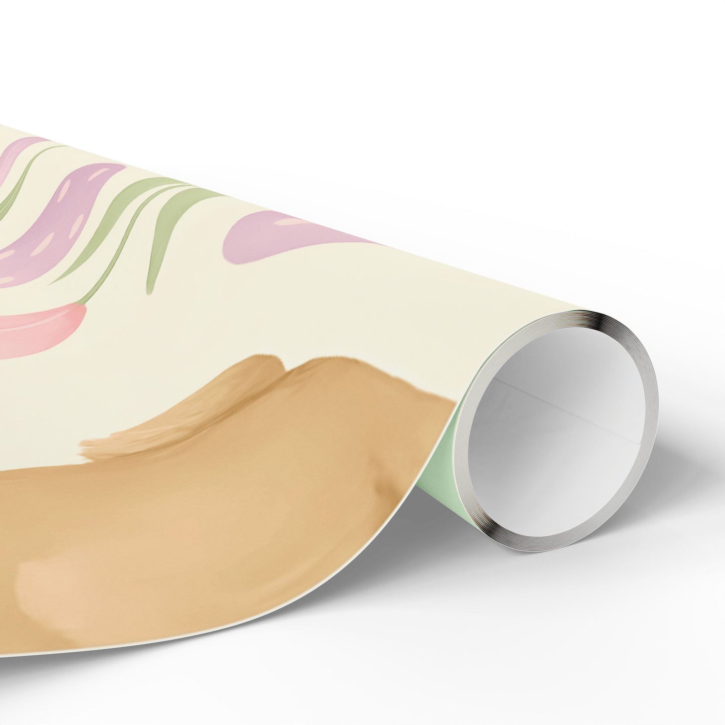 Pastel Easter Wrapping Paper – Bunnies, Eggs, Tulips & Butterflies on Cream Background