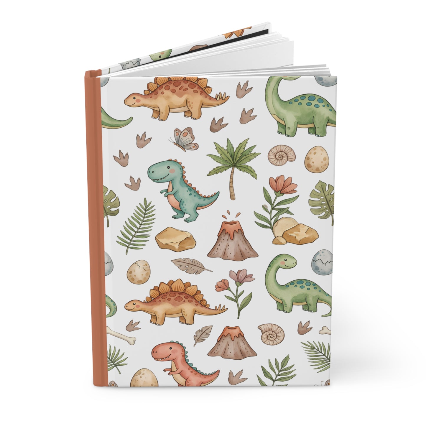 Dinosaur Pattern Hardcover Journal — Cute Baby Dino Notebook for Kids, Preschoolers & Dino Lovers