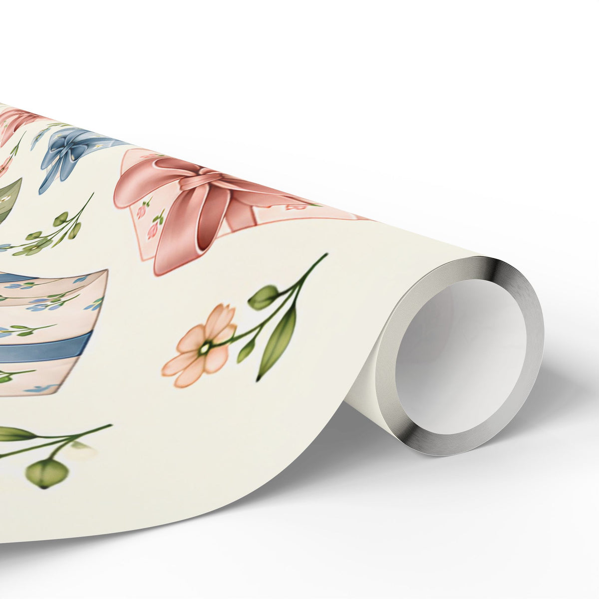 Floral Gift Wrap Roll — Pastel Presents & Bows Wrapping Paper