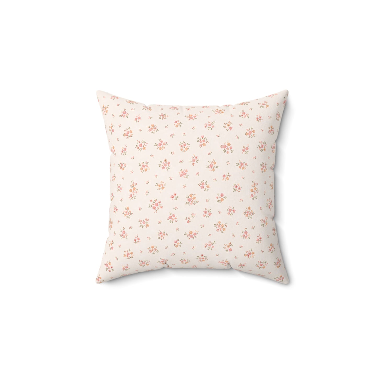 Floral Ditsy Square Pillow — Soft Pink Petite Flower Decorative Cushion