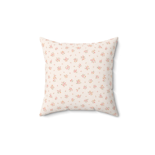Floral Ditsy Square Pillow — Soft Pink Petite Flower Decorative Cushion