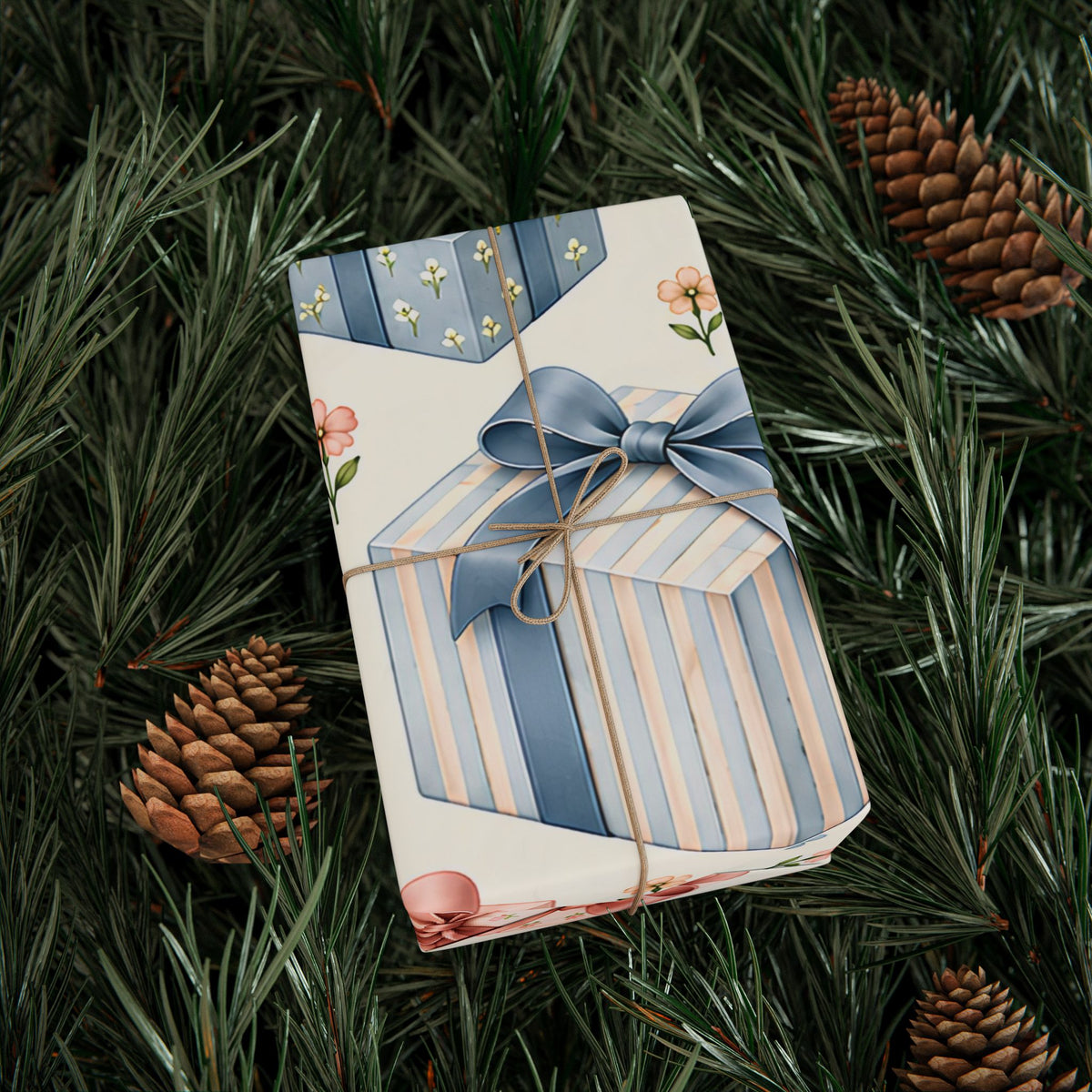 Floral Gift Wrap Roll — Pastel Presents & Bows Wrapping Paper