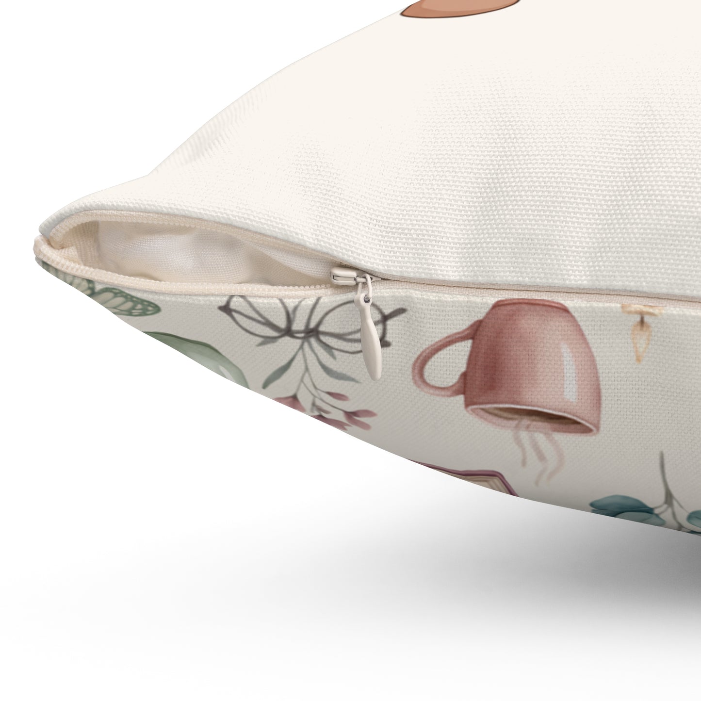 Cozy Reading Pillow — Open Book & Tea Decorative Throw Pillow