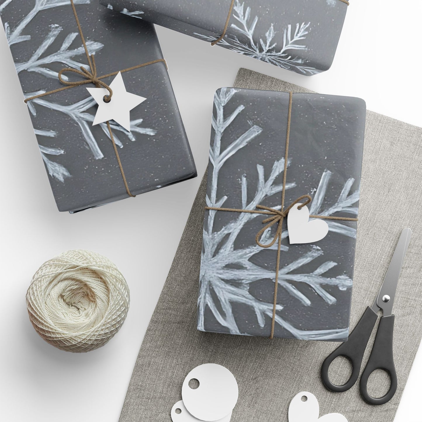 Gray Snowflake Wrapping Paper – Elegant Winter Holiday Gift Wrap