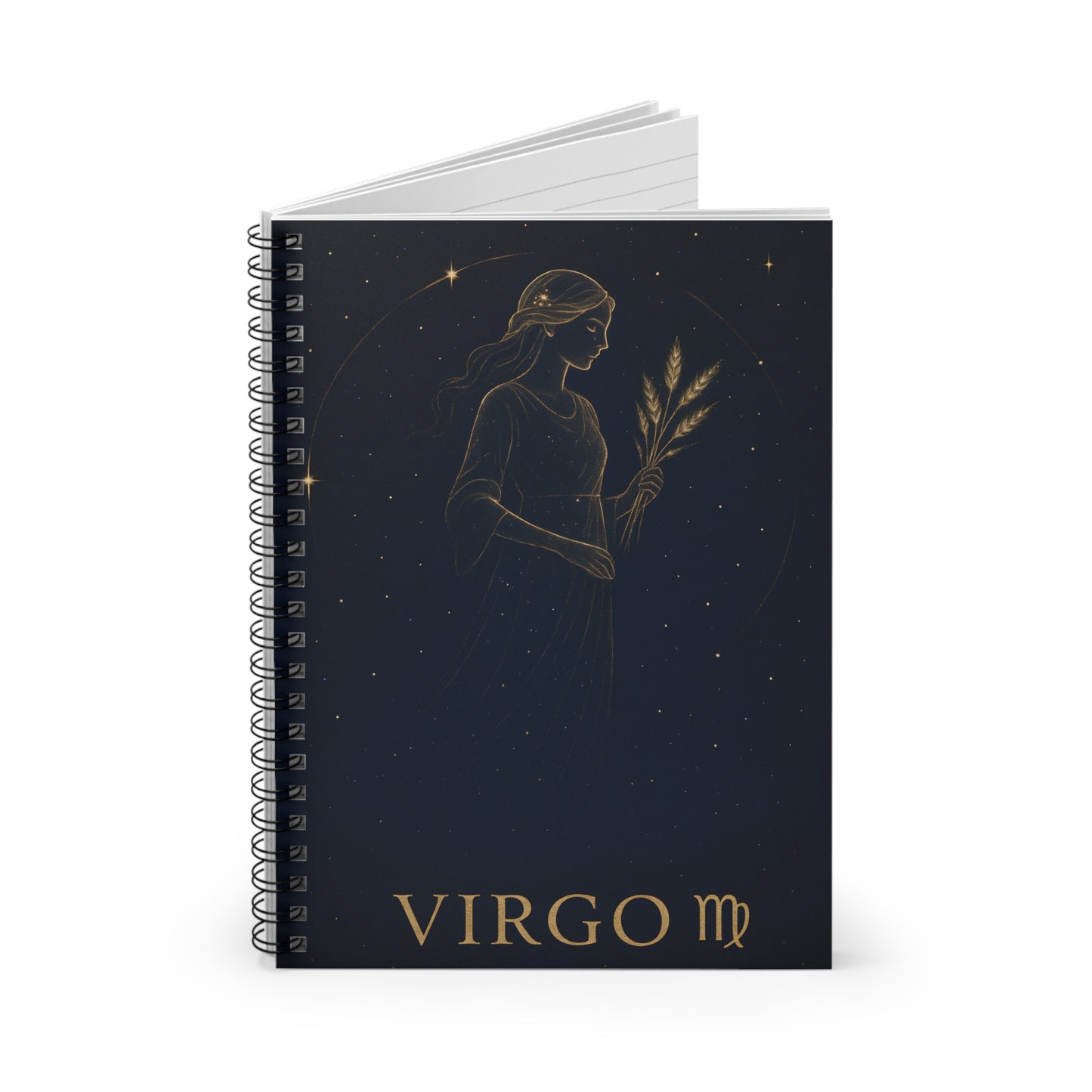 Virgo Zodiac Galaxy Spiral Notebook – Celestial Astrology Writing Journal (6" x 8", 118 Pages)