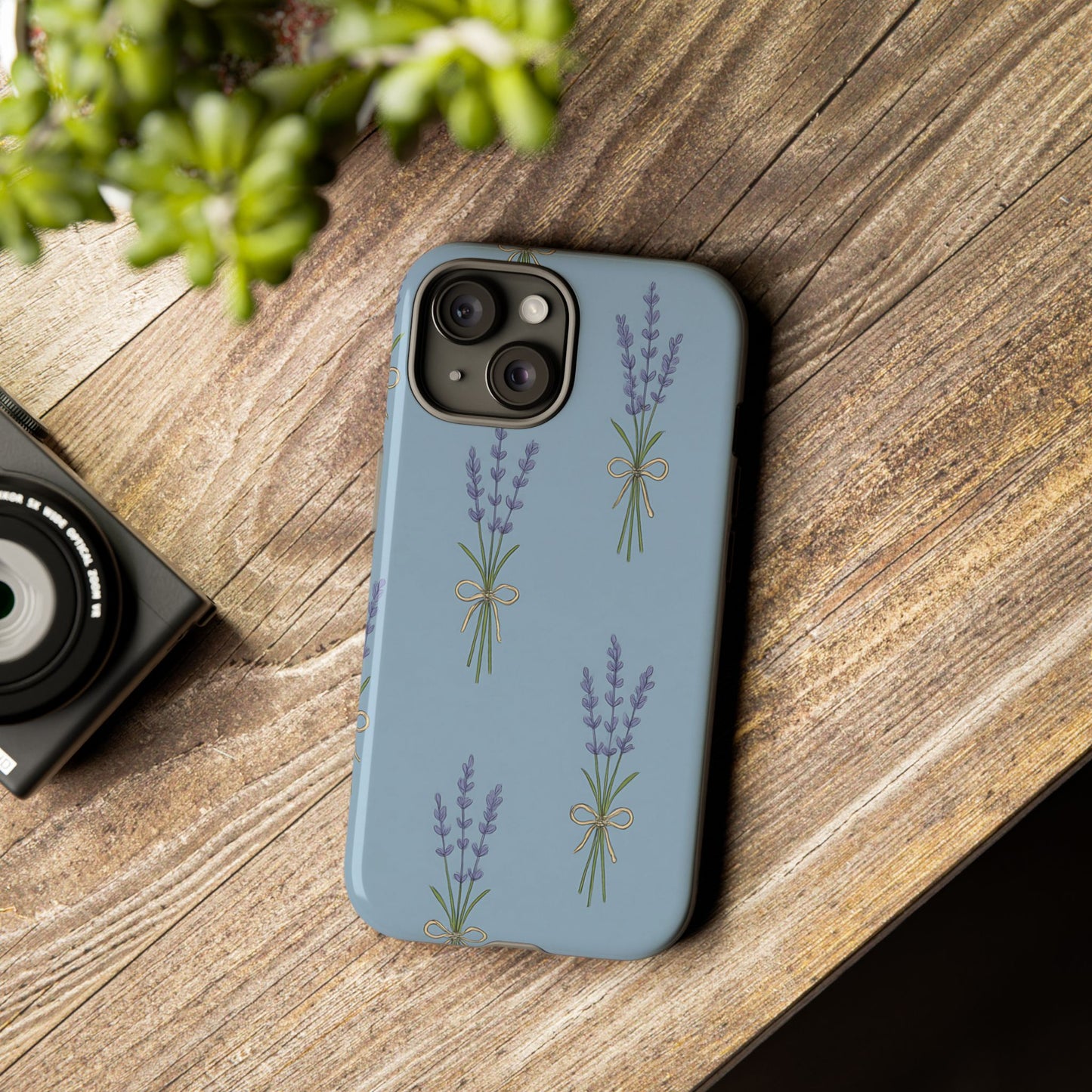 Lavender Bundle Phone Case – Blue Botanical Floral Print with 3D Wrap Design