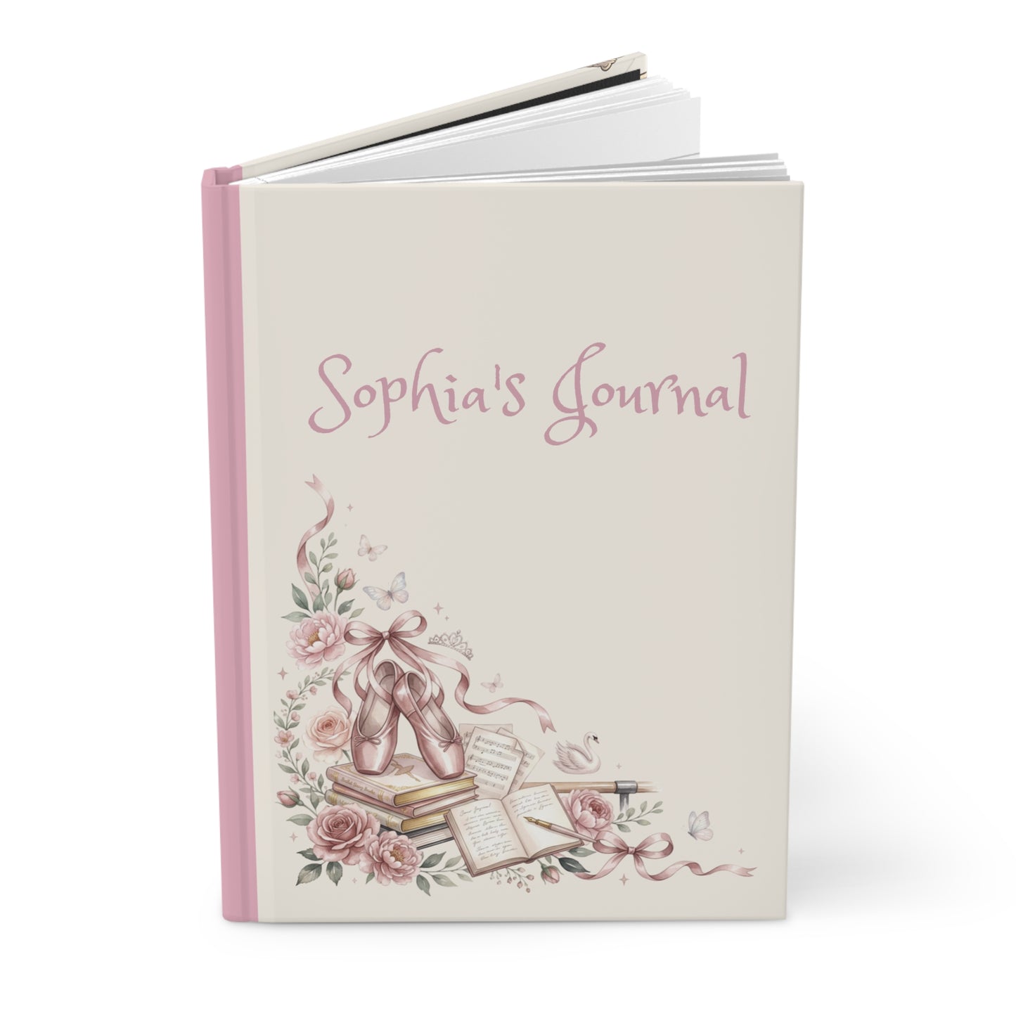 Ballerina Floral Hardcover Journal — Personalized 'Sophia's Journal' Ballet Keepsake