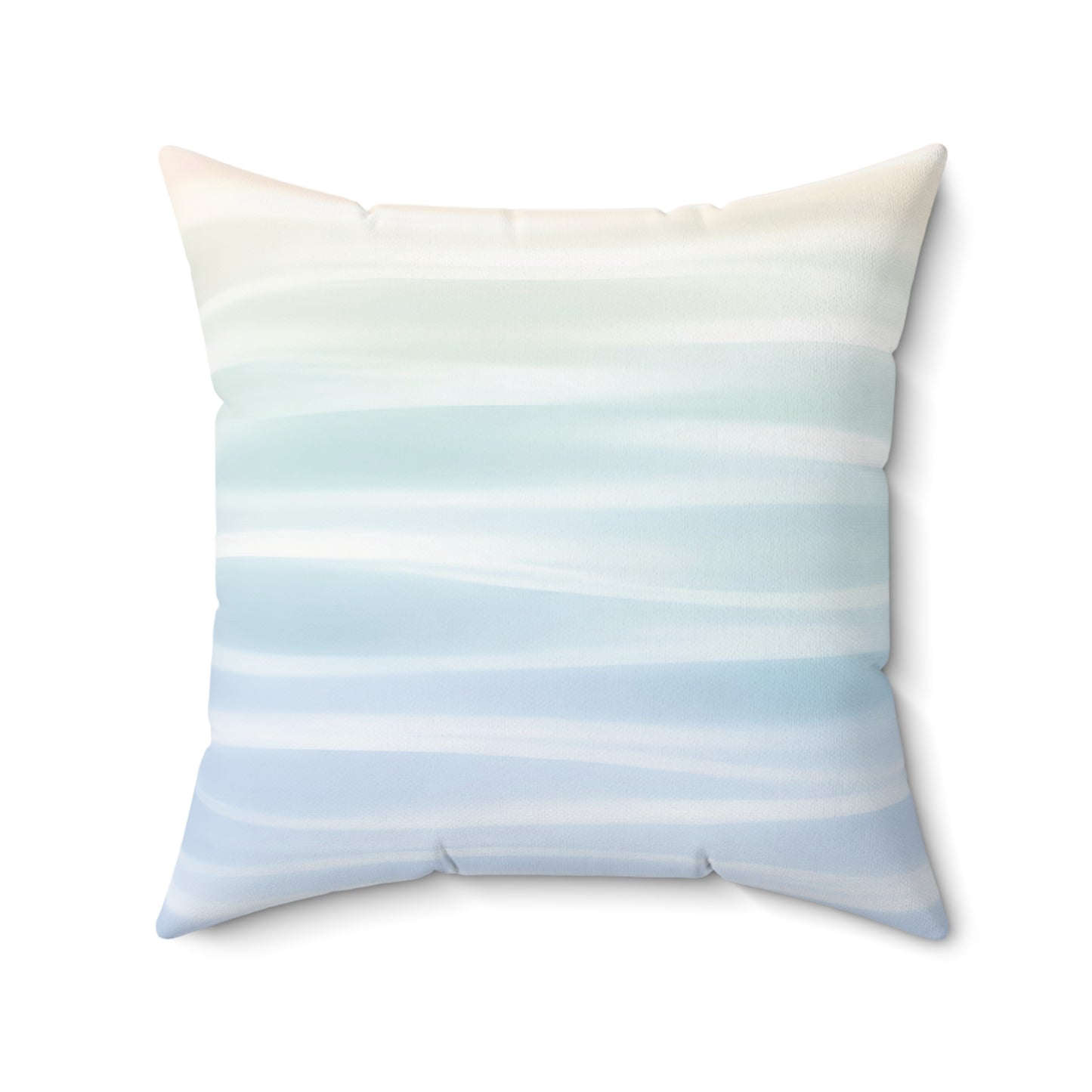 Coastal Watercolor Stripe Pillow — Soft Blue Ombre Decorative Throw Pillow