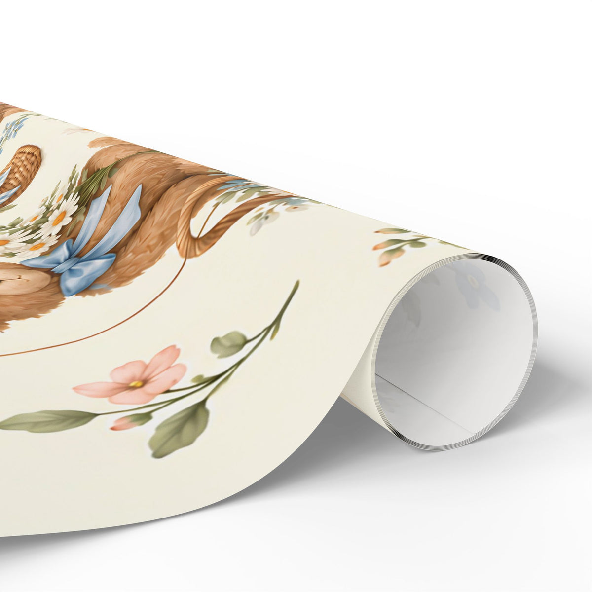 Teddy Bear Floral Wrapping Paper Roll — Vintage Baby Shower & Newborn Gift Wrap