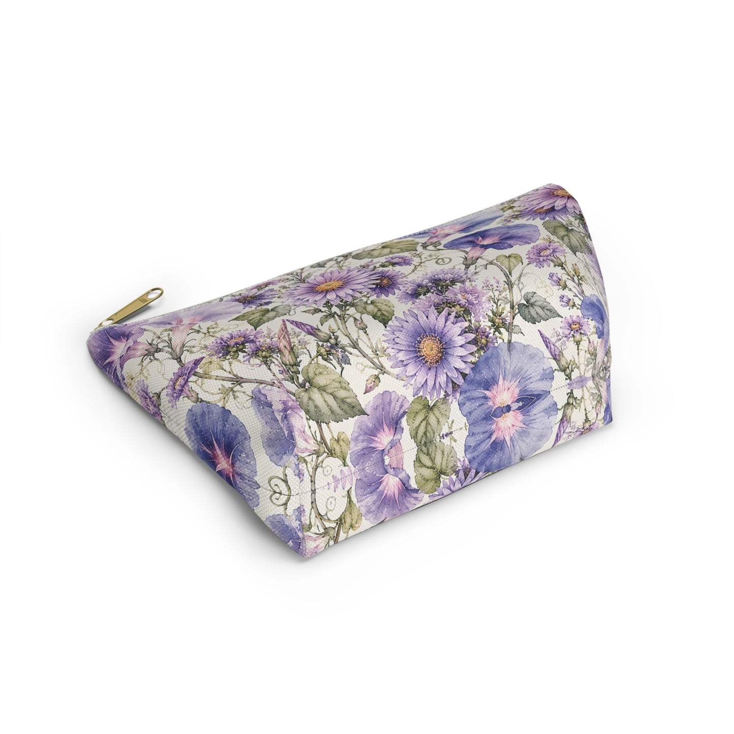 Floral Lavender Cosmetic Pouch — Purple Wildflower Accessory Bag
