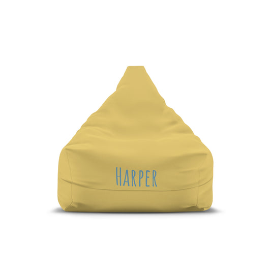 Personalized Yellow Bean Bag Cover – Custom Name Harper Kids Lounger