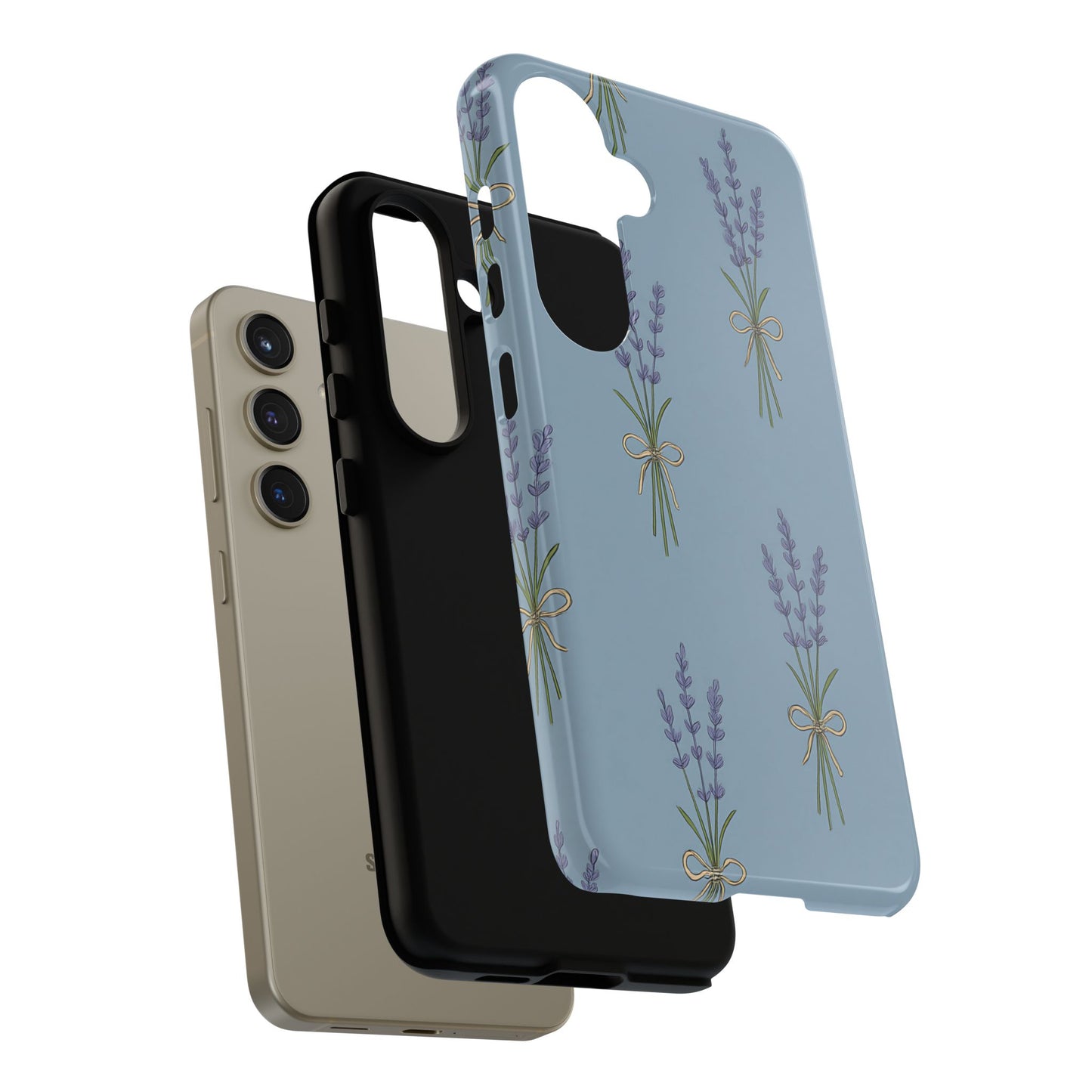 Lavender Bundle Phone Case – Blue Botanical Floral Print with 3D Wrap Design