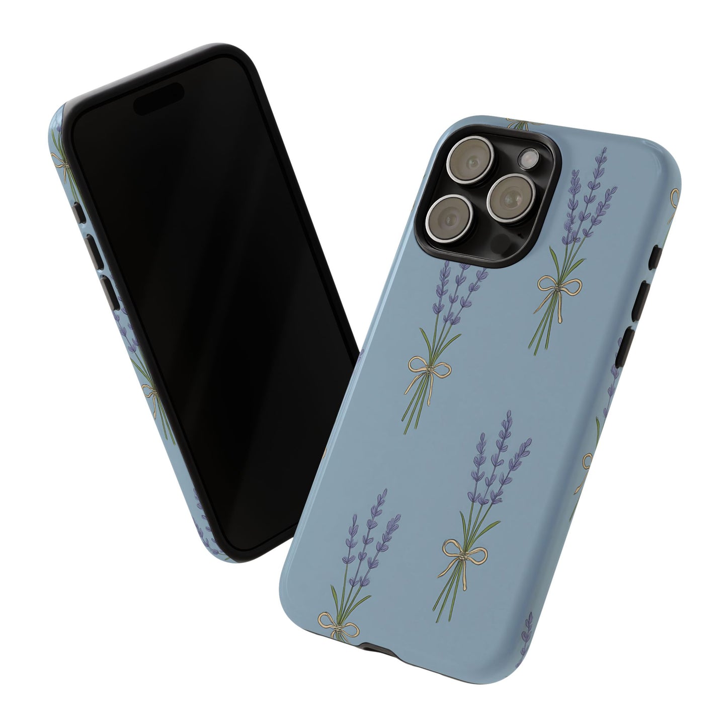 Lavender Bundle Phone Case – Blue Botanical Floral Print with 3D Wrap Design
