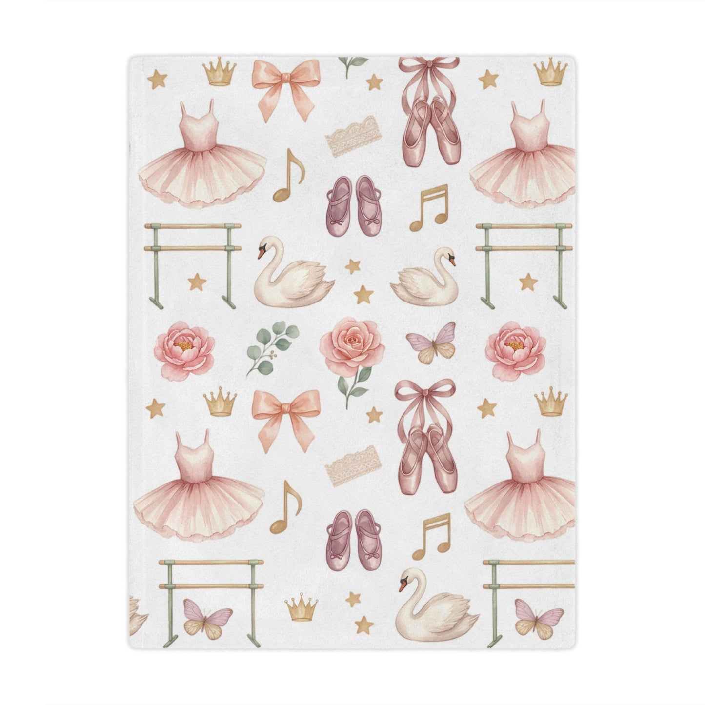 Ballet Dancer Minky Blanket — Pink Tutu & Swan Baby Throw