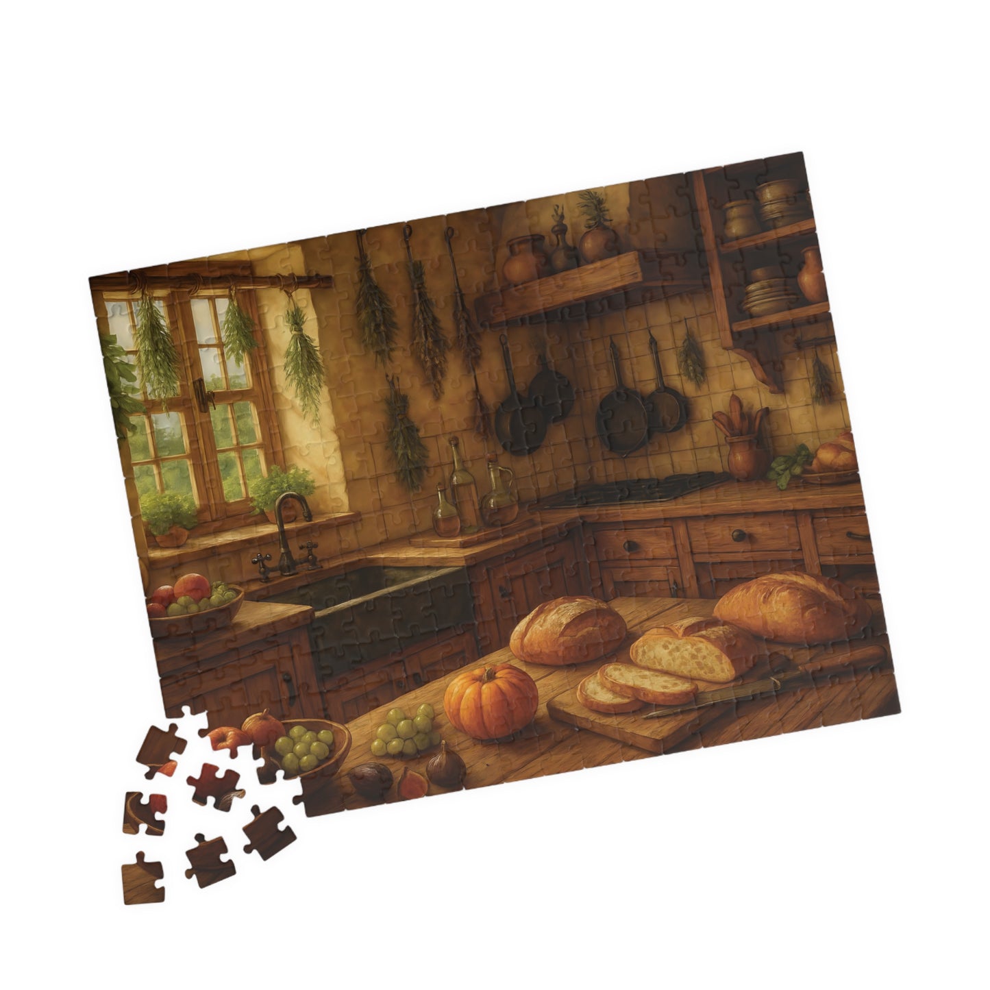 Cozy Rustic Kitchen Jigsaw Puzzle – Autumn Harvest Scene