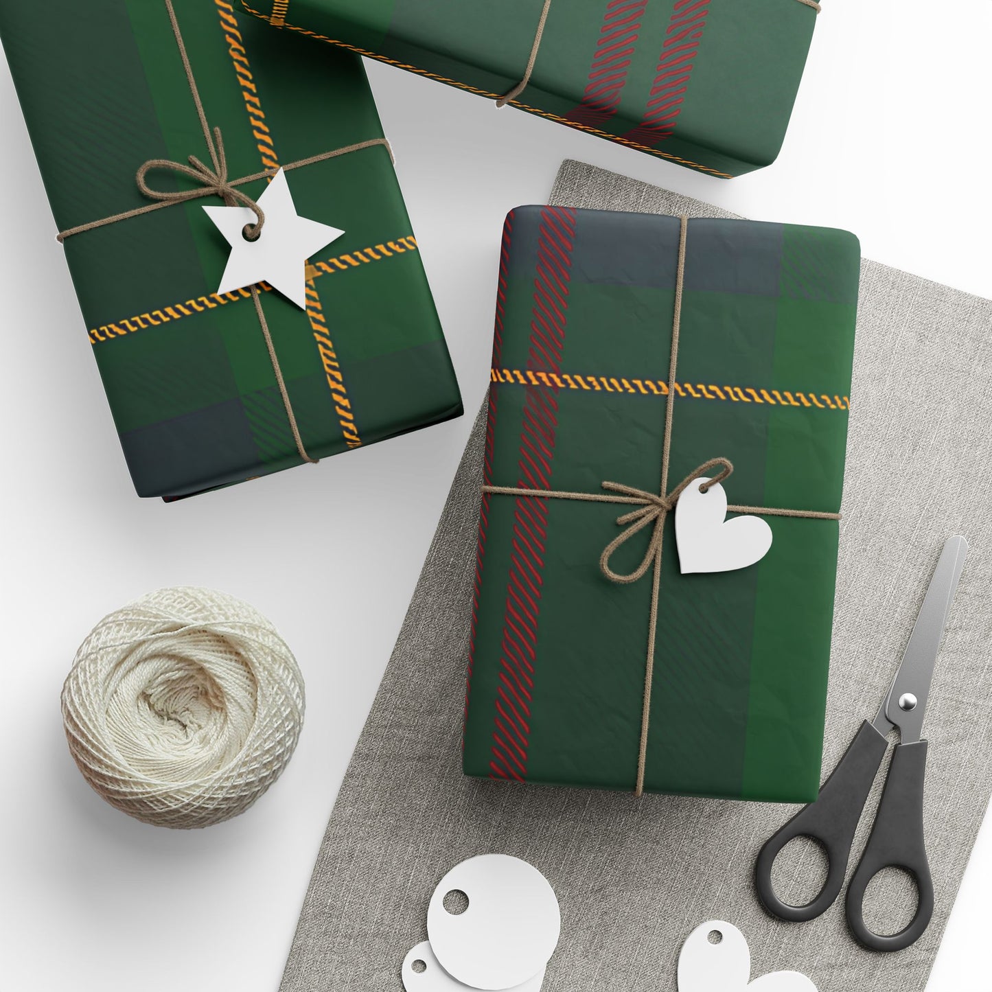 Classic Green Plaid Wrapping Paper – Tartan Check Gift Wrap in Glossy or Matte Finish
