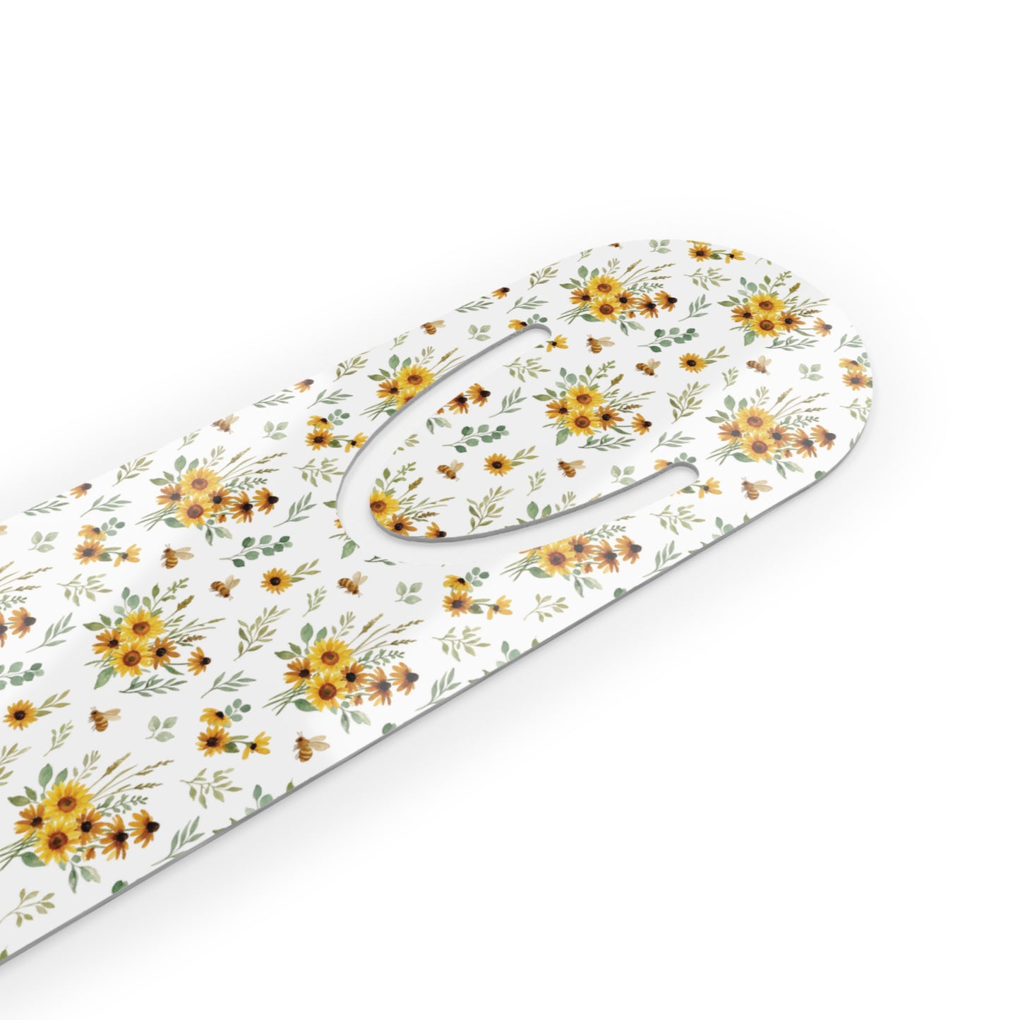 Sunflower Floral Metal Bookmark — Slim Printed Page Marker