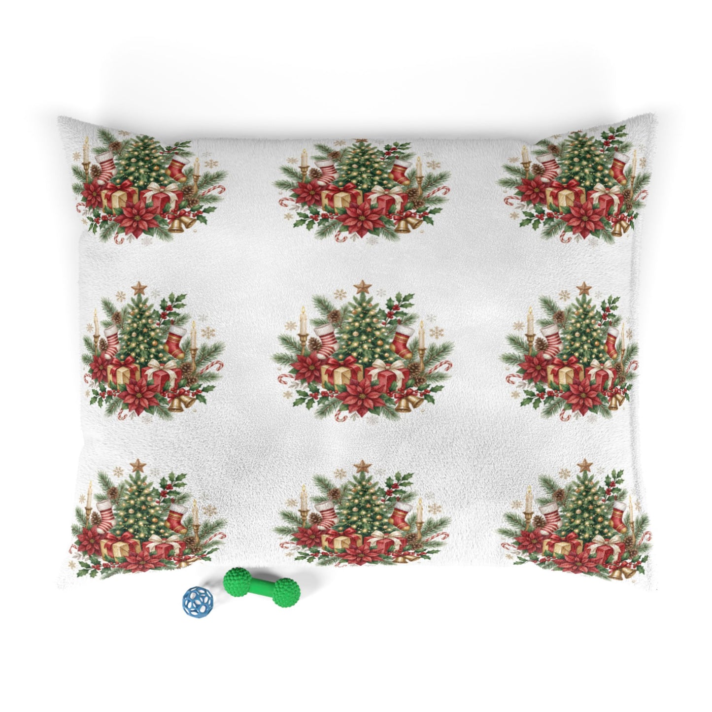 Holiday Floral Pet Bed Christmas Tree Poinsettia Print