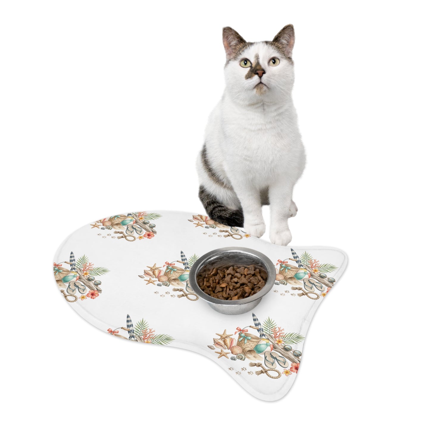 Coastal Seashell Pet Feeding Mat — Beachy Paw Placemat for Dogs & Cats