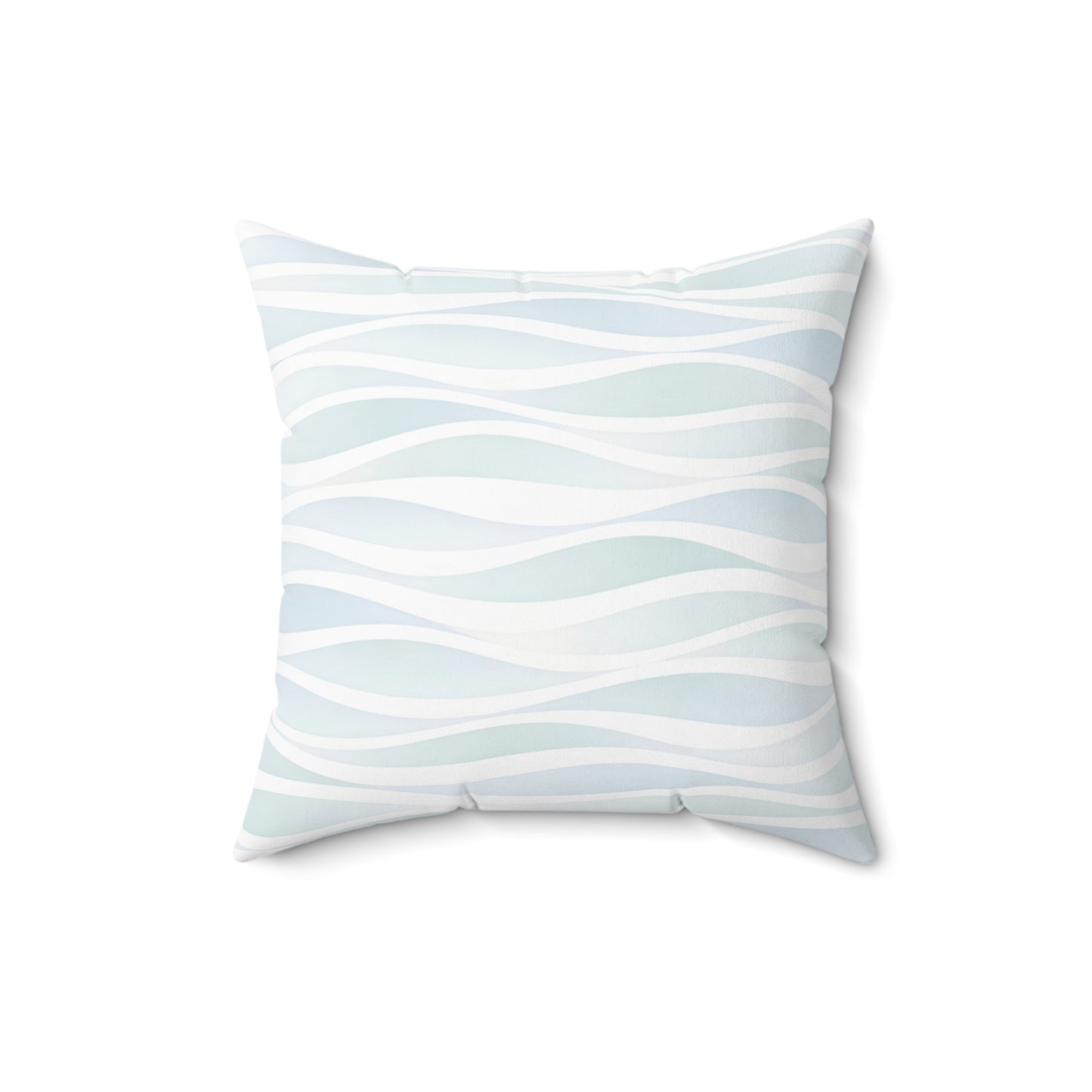 Coastal Wave Square Pillow — Aqua Wavy Stripes Decorative Throw Pillow