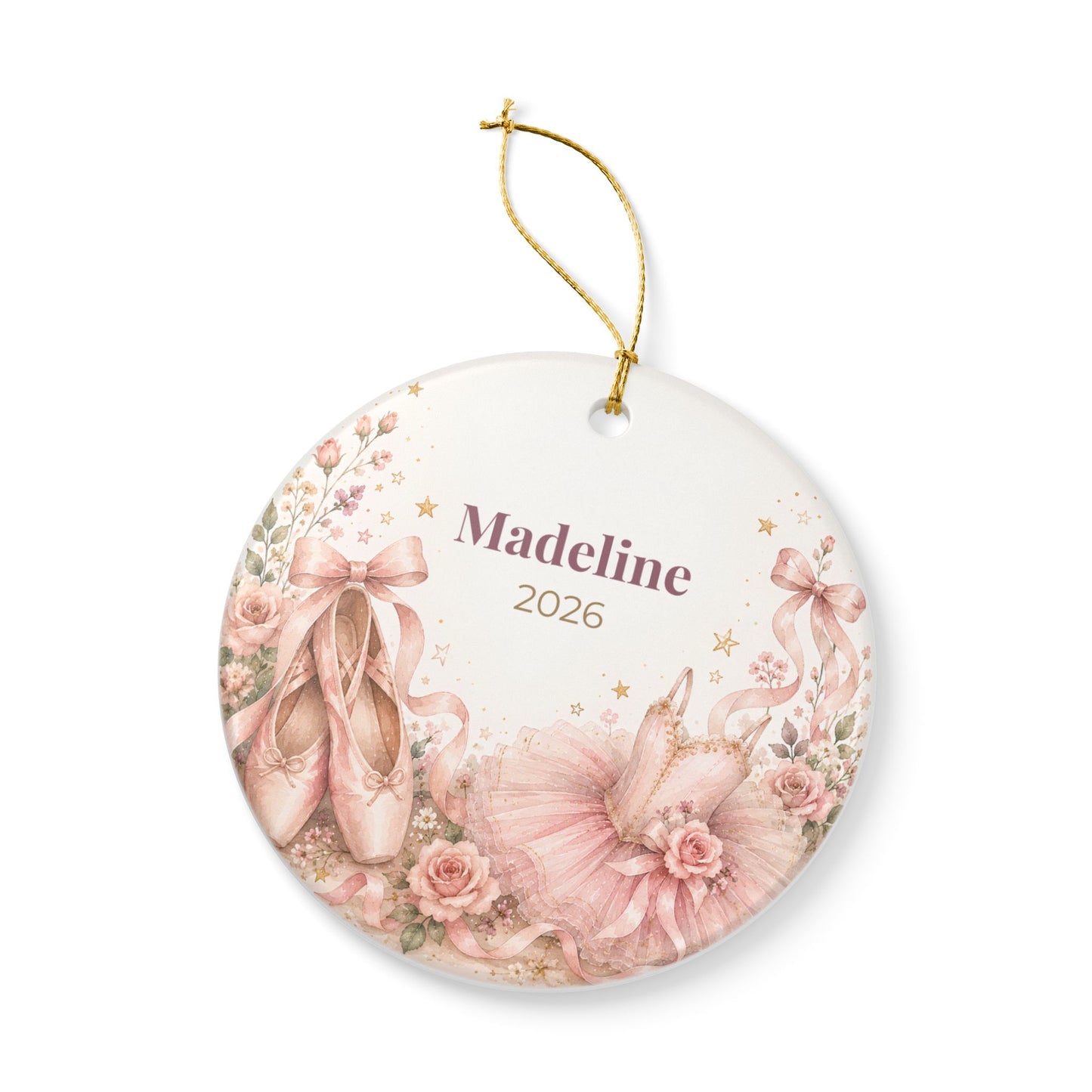 Personalized Ballet Ornament – Custom Name & Year Ceramic Decoration