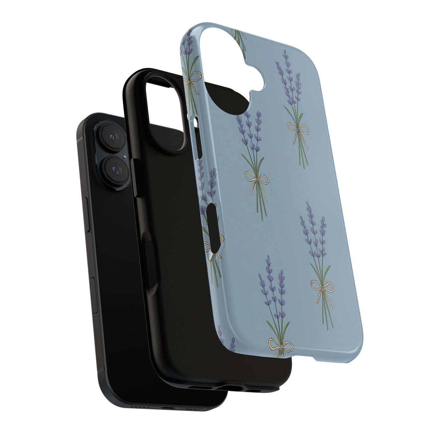 Lavender Bundle Phone Case – Blue Botanical Floral Print with 3D Wrap Design