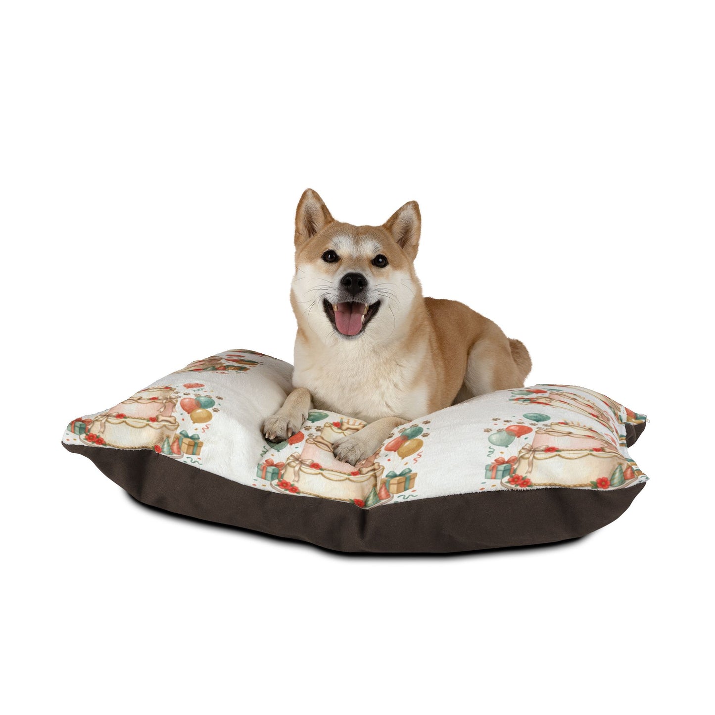 Birthday Cake Pet Bed - Festive Balloon Dog Bed Cushion