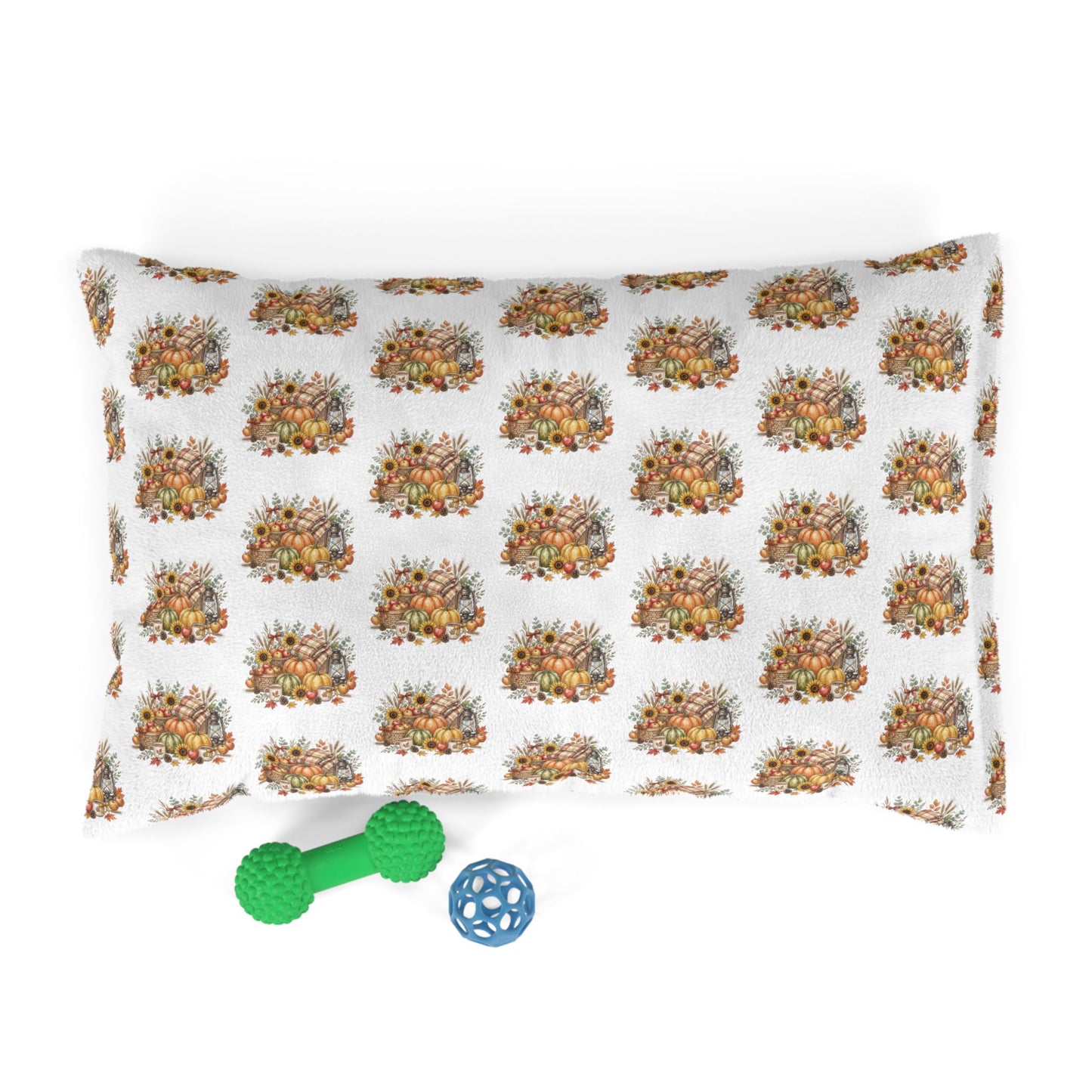 Autumn Harvest Pet Bed — Fall Pumpkin & Sunflower Dog Cushion