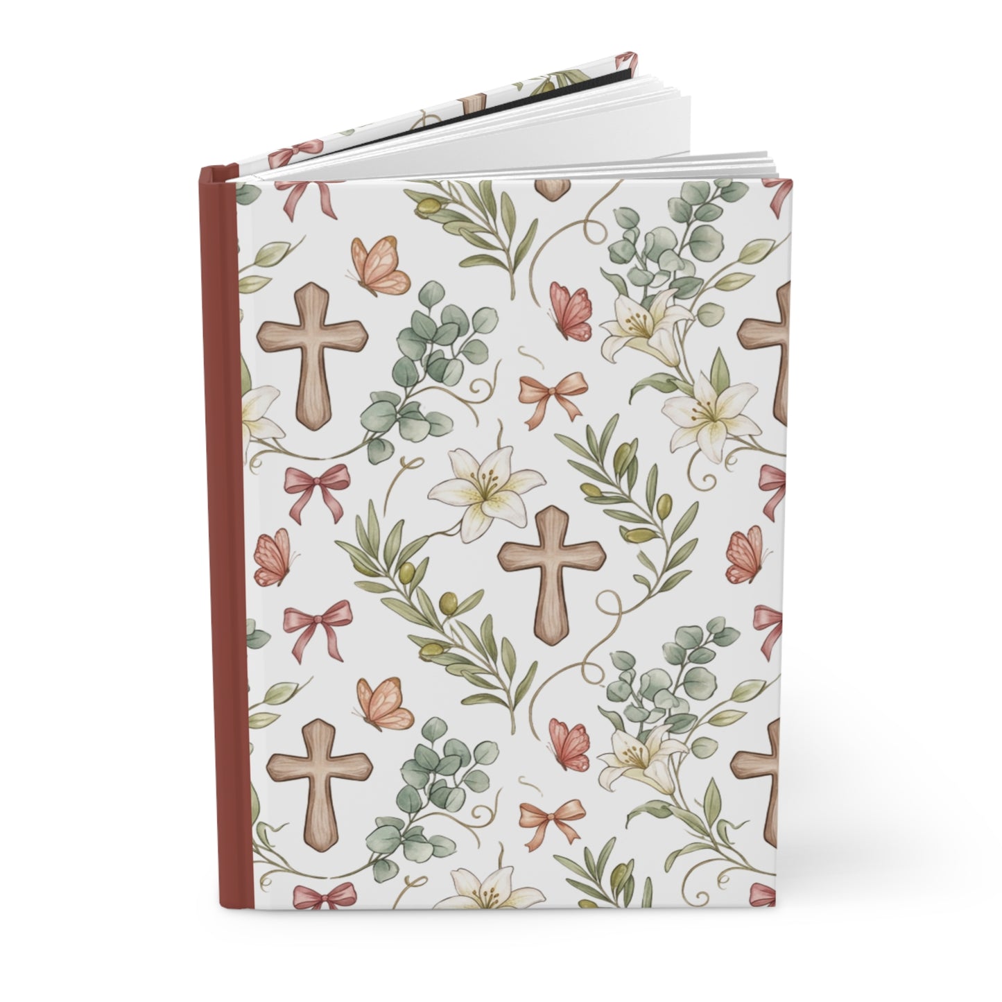 Floral Cross Hardcover Journal — Christian Prayer & Faith Notebook