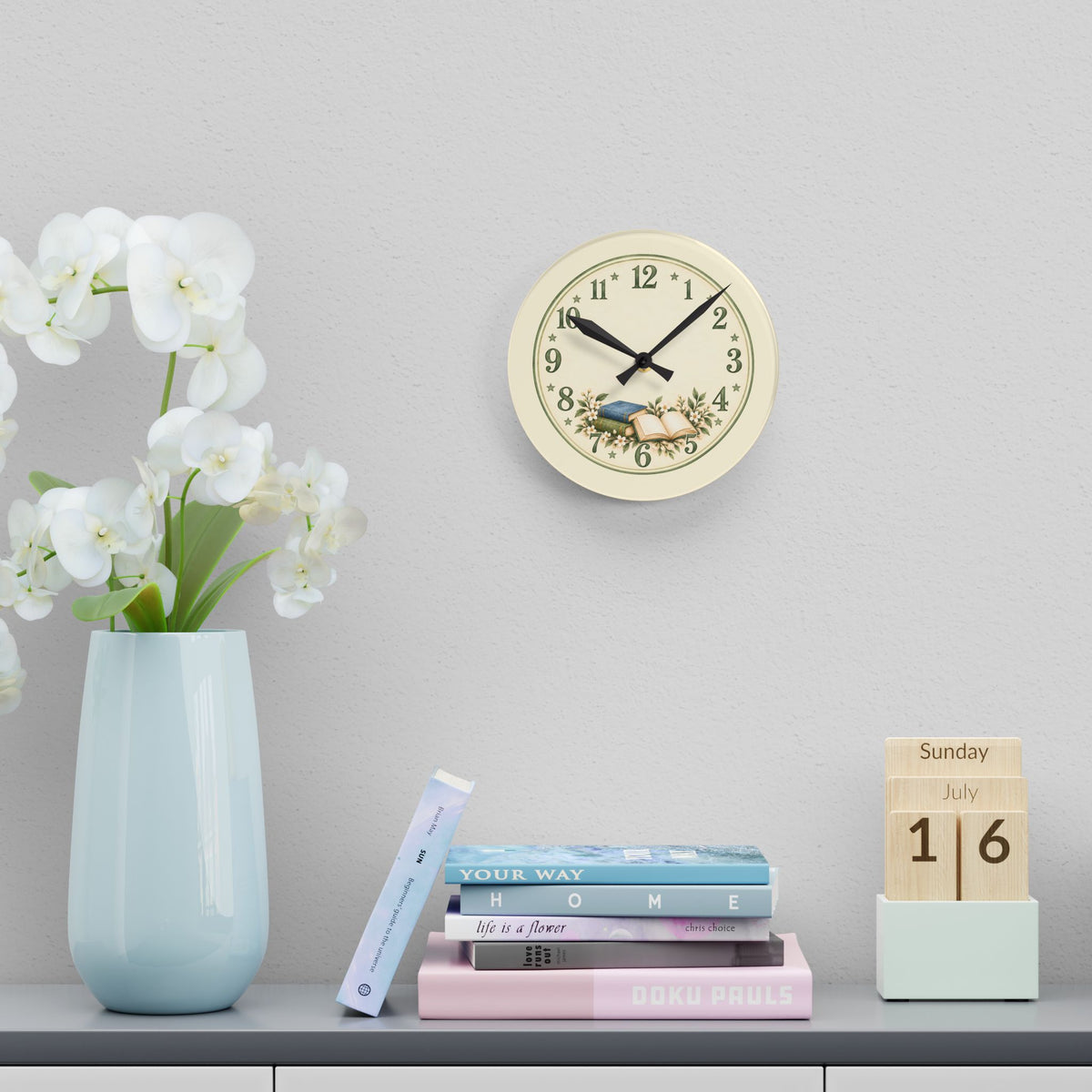 Vintage Book Lover Acrylic Wall Clock