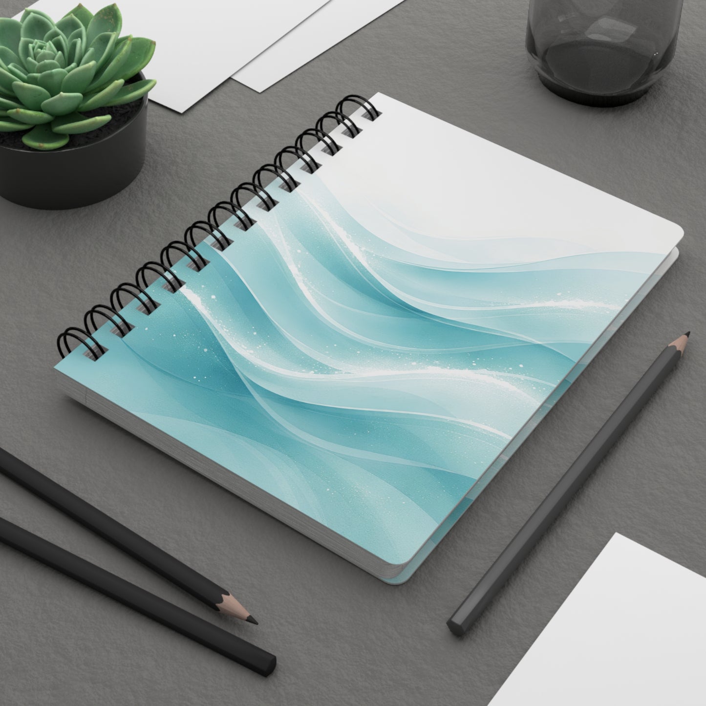 Sea Breeze Spiral Notebook — Wave Pattern Spiral-Bound Journal for Notes & Journaling