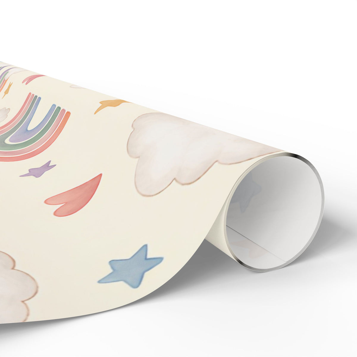 Wrapping Paper Roll — Pastel Rainbow & Cloud Gift Wrap (Neutral Baby Shower, Birthday, Nursery)