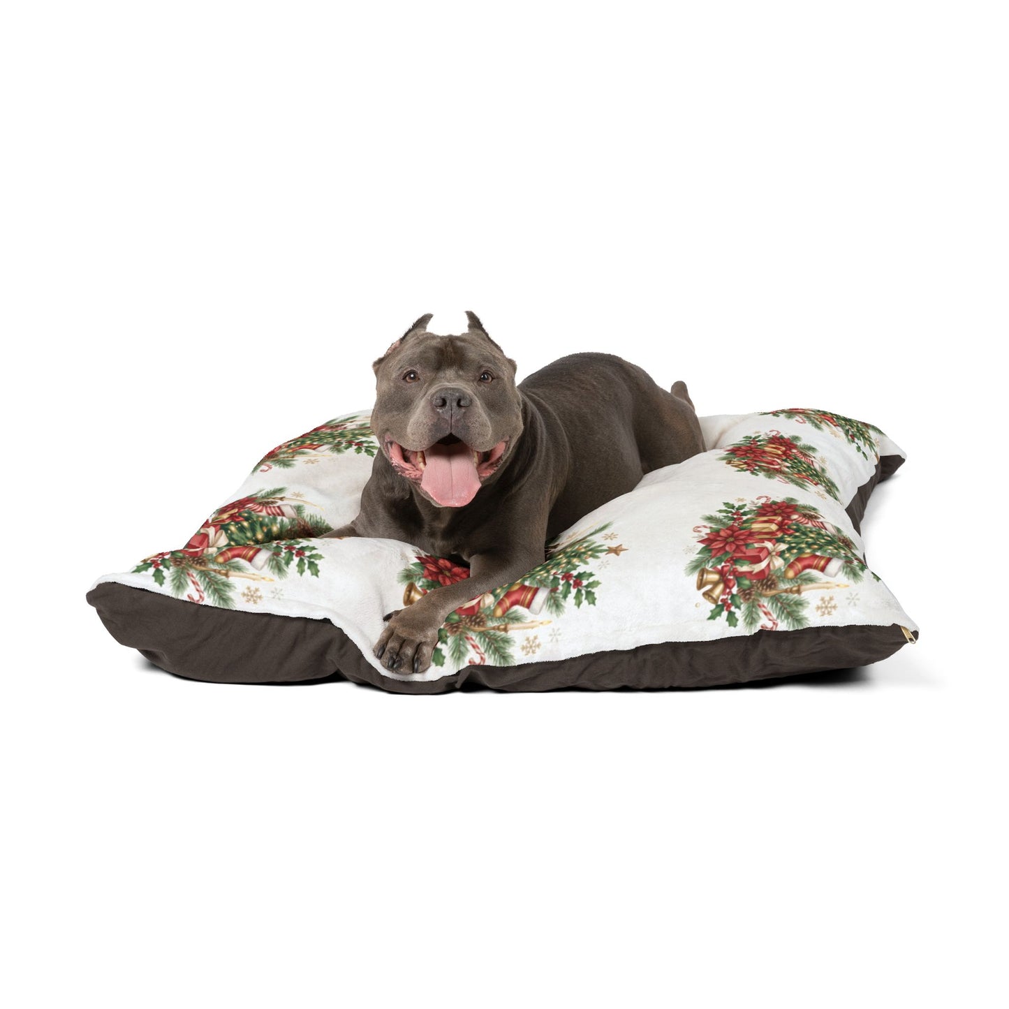 Holiday Floral Pet Bed Christmas Tree Poinsettia Print