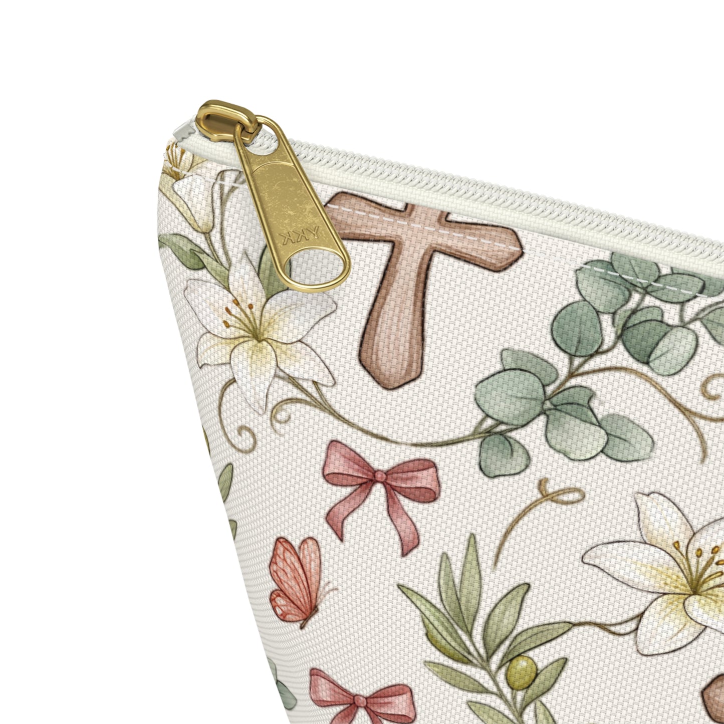 Floral Cross Accessory Pouch — T‑Bottom Makeup & Prayer Keepsake Bag