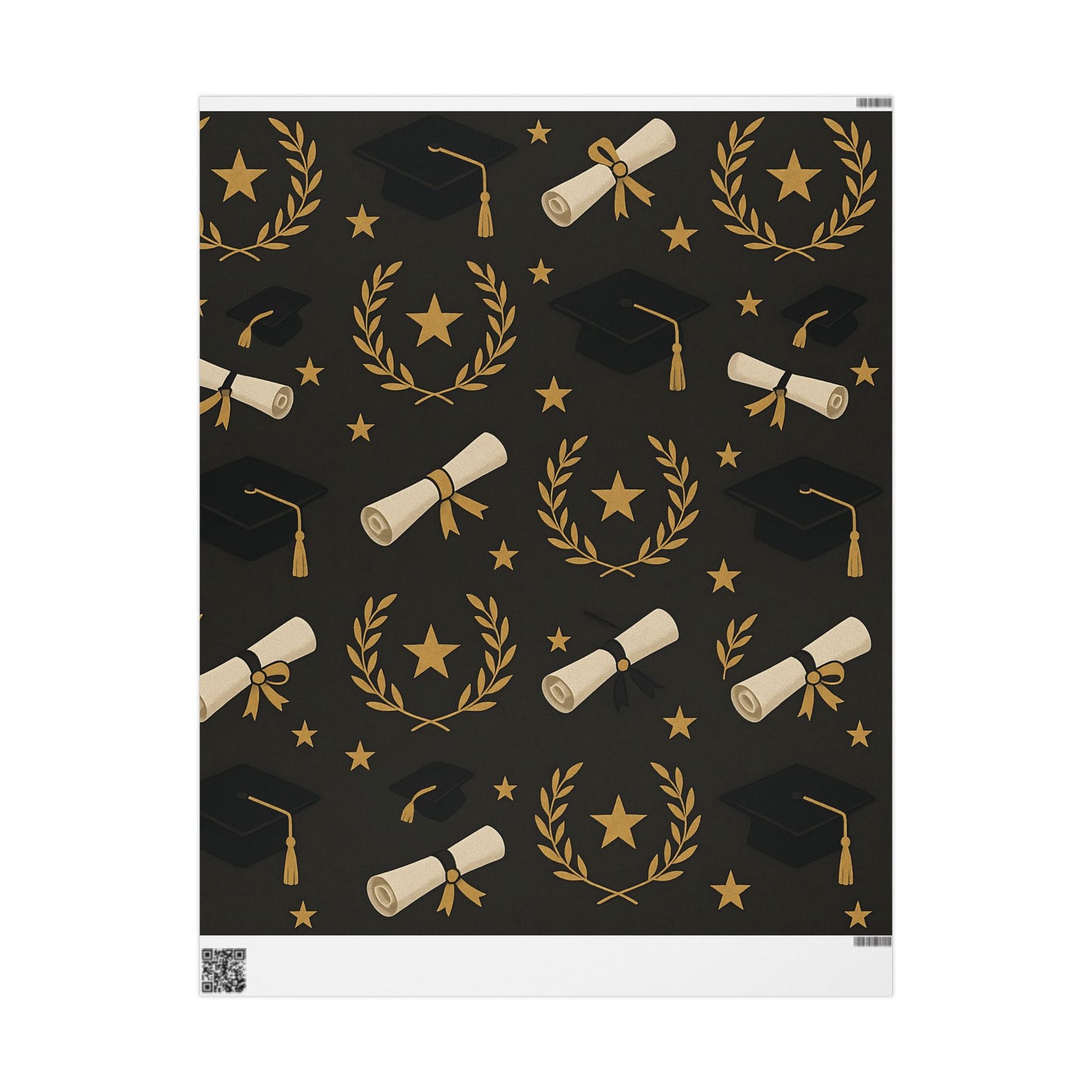 Graduation Celebration Wrapping Paper – Diplomas, Caps & Gold Laurel Accents