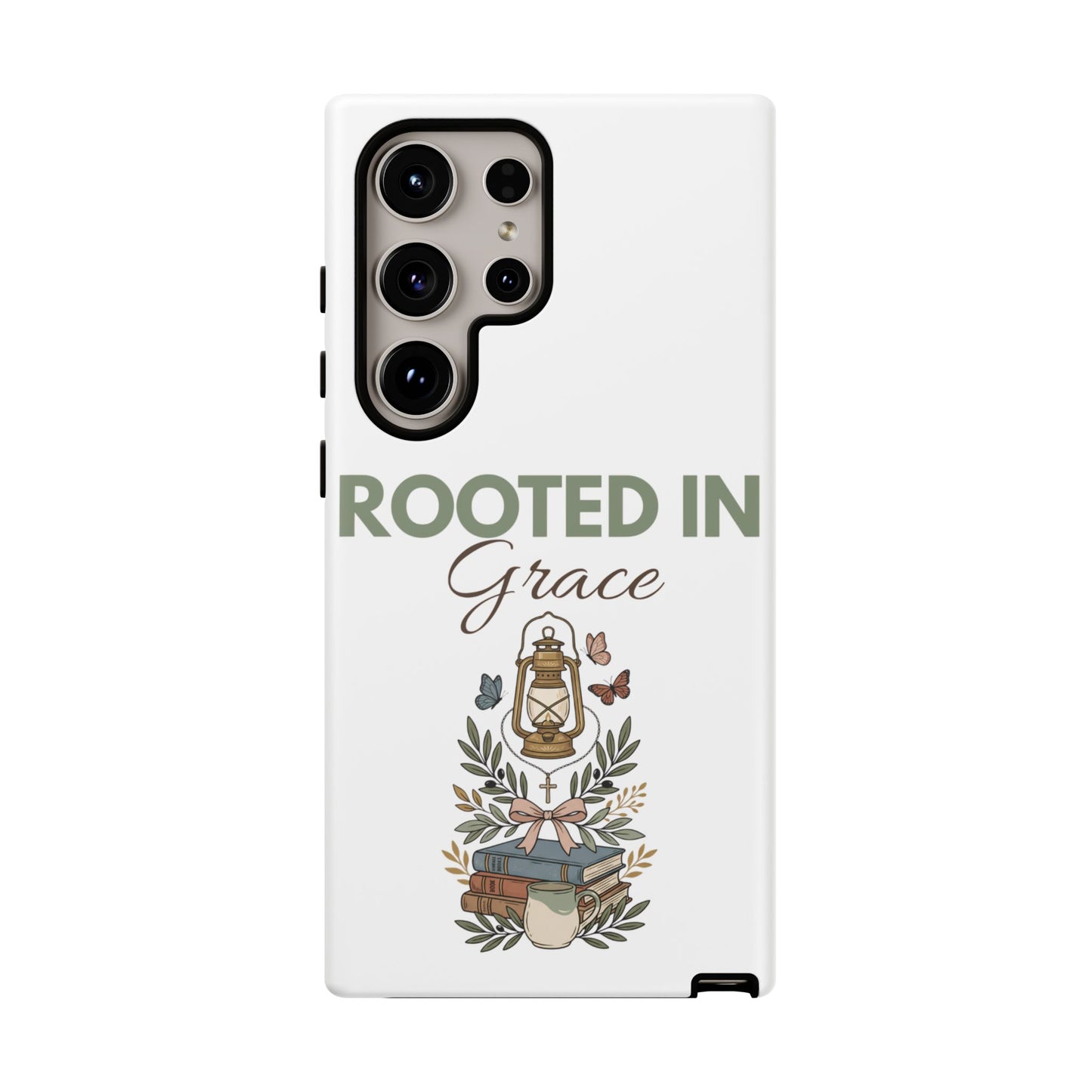 Rooted in Grace Phone Case — Floral Lantern Christian Protective Cover