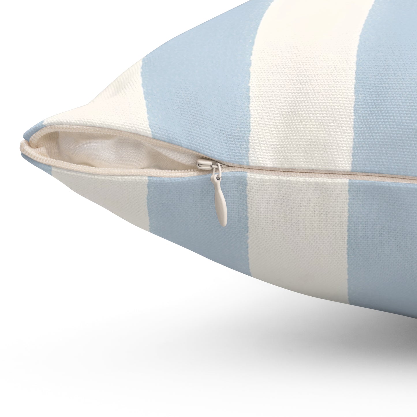 Striped Coastal Throw Pillow — Light Blue & White Square Accent Pillow