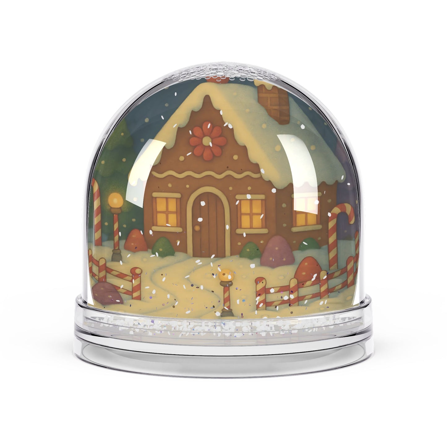 Gingerbread House Snow Globe – Whimsical Holiday Scene with Two-Sided Print