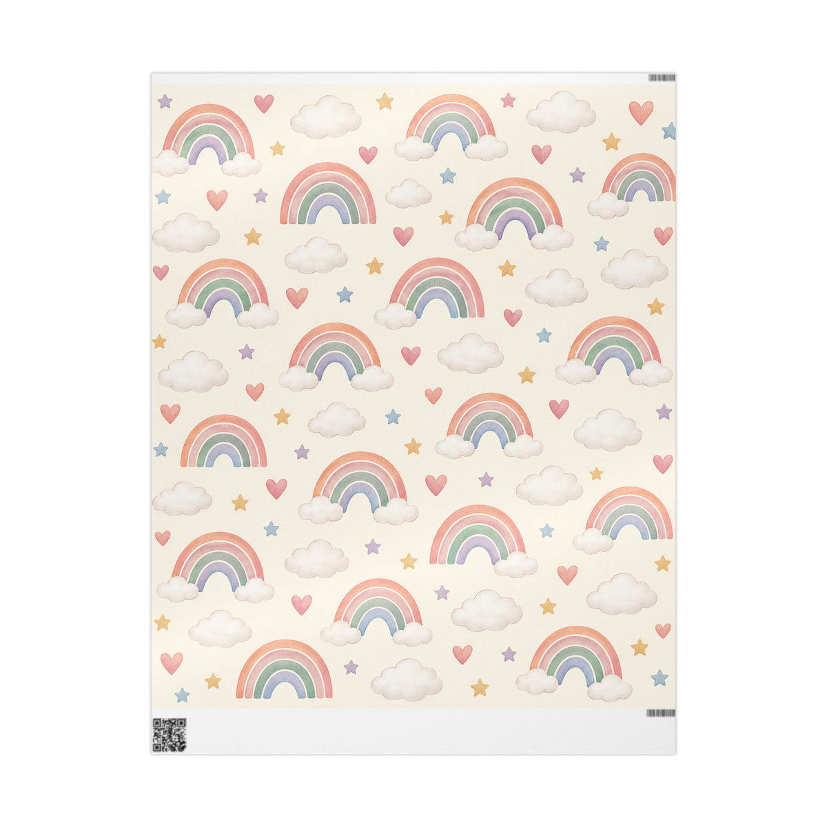 Wrapping Paper Roll — Pastel Rainbow & Cloud Gift Wrap (Neutral Baby Shower, Birthday, Nursery)